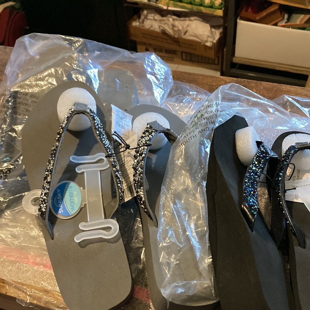 3 pairs of Sun & Sky glitter strap sandals for CVS